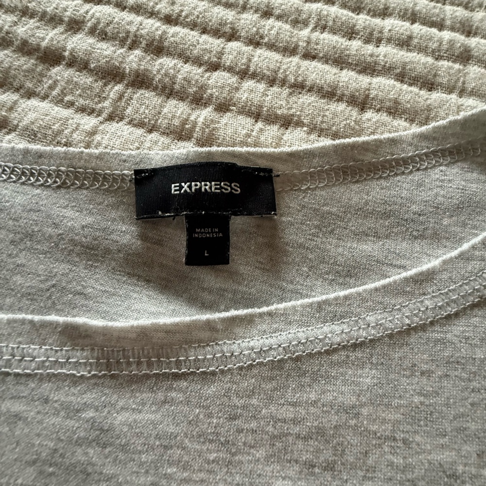 Express Off-Shoulder Light Gray Women's Knit Top - Picture 5 of 7